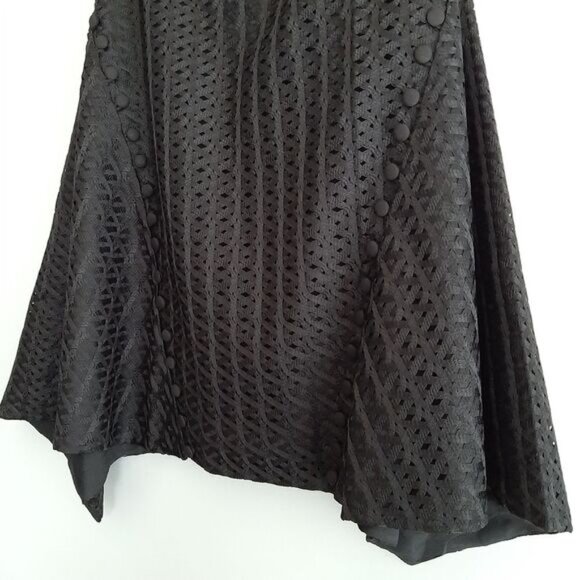 C/MEO / Collective Silver Bells Woven Texture Midi Length Skirt Black Sz M - Picture 10 of 16